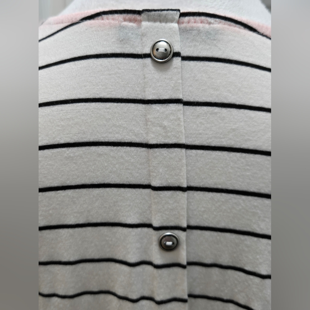 Striped White and Black Top with Neon Orange Accents Size L Papermoon - Picture 4 of 13